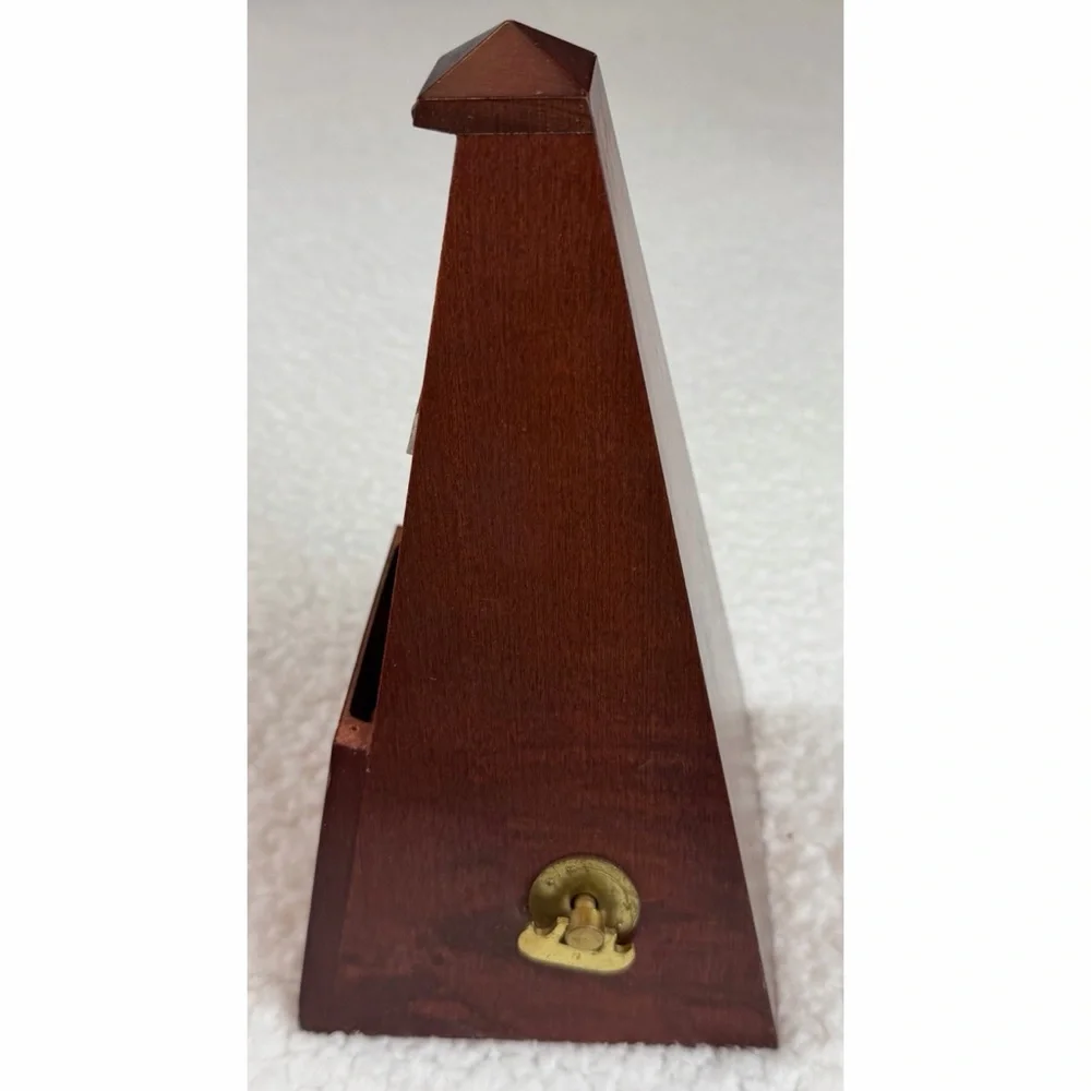 (VTG) SETH THOMAS • Brown Wooden Pyramid Wind-Up Metronome w/ Cover (Working) - Picture 9 of 16
